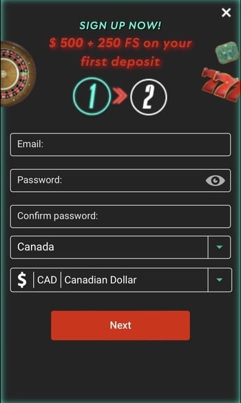 downloading and registration at Pin Up Casino mobile app